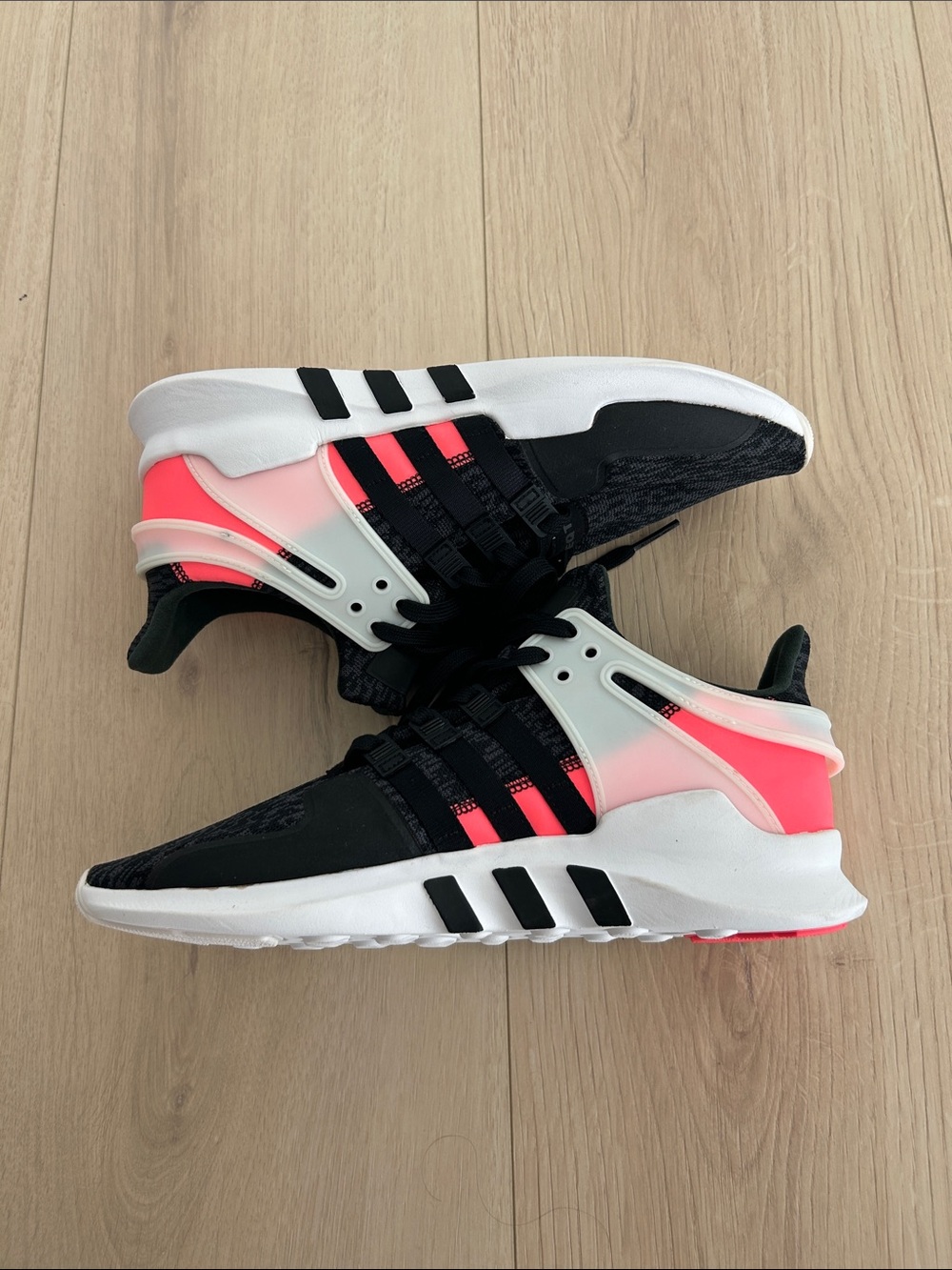 adidas Black Knit Sneakers with Neon Pink Accents size 11 new